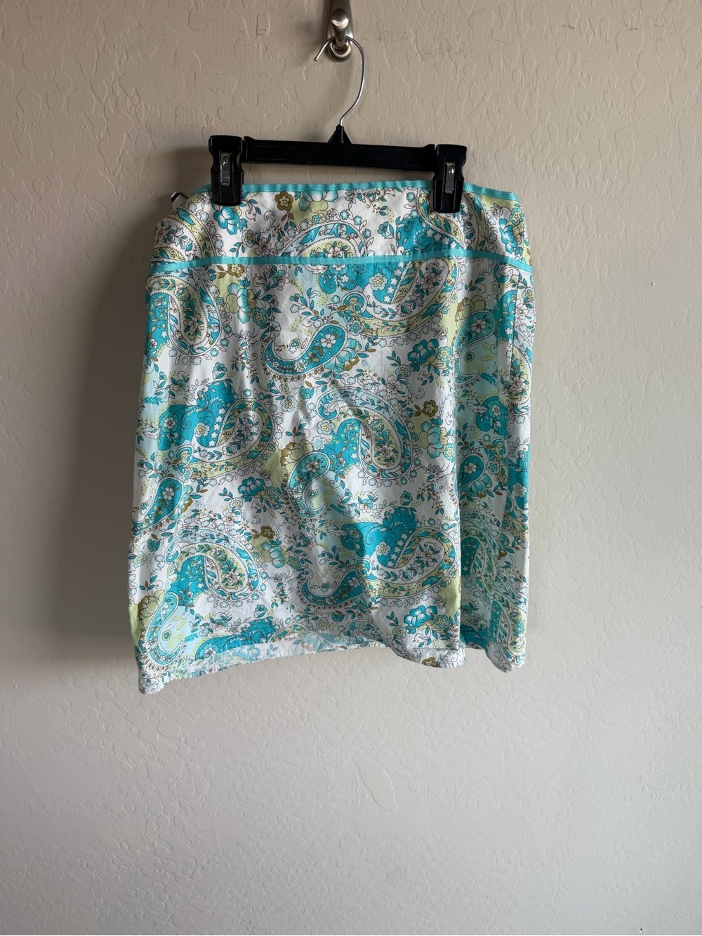 VTG Tracy Evans Turquoise White Paisley Mini Skirt 90s Fairy Boho Size 9 Cotton